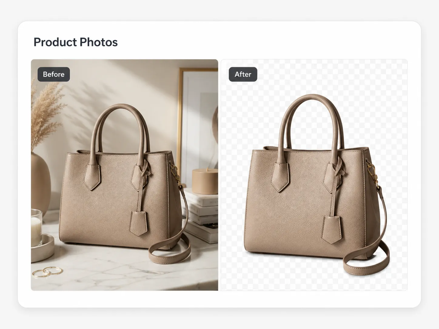 Remove background from image example for product photos with before and after cutout