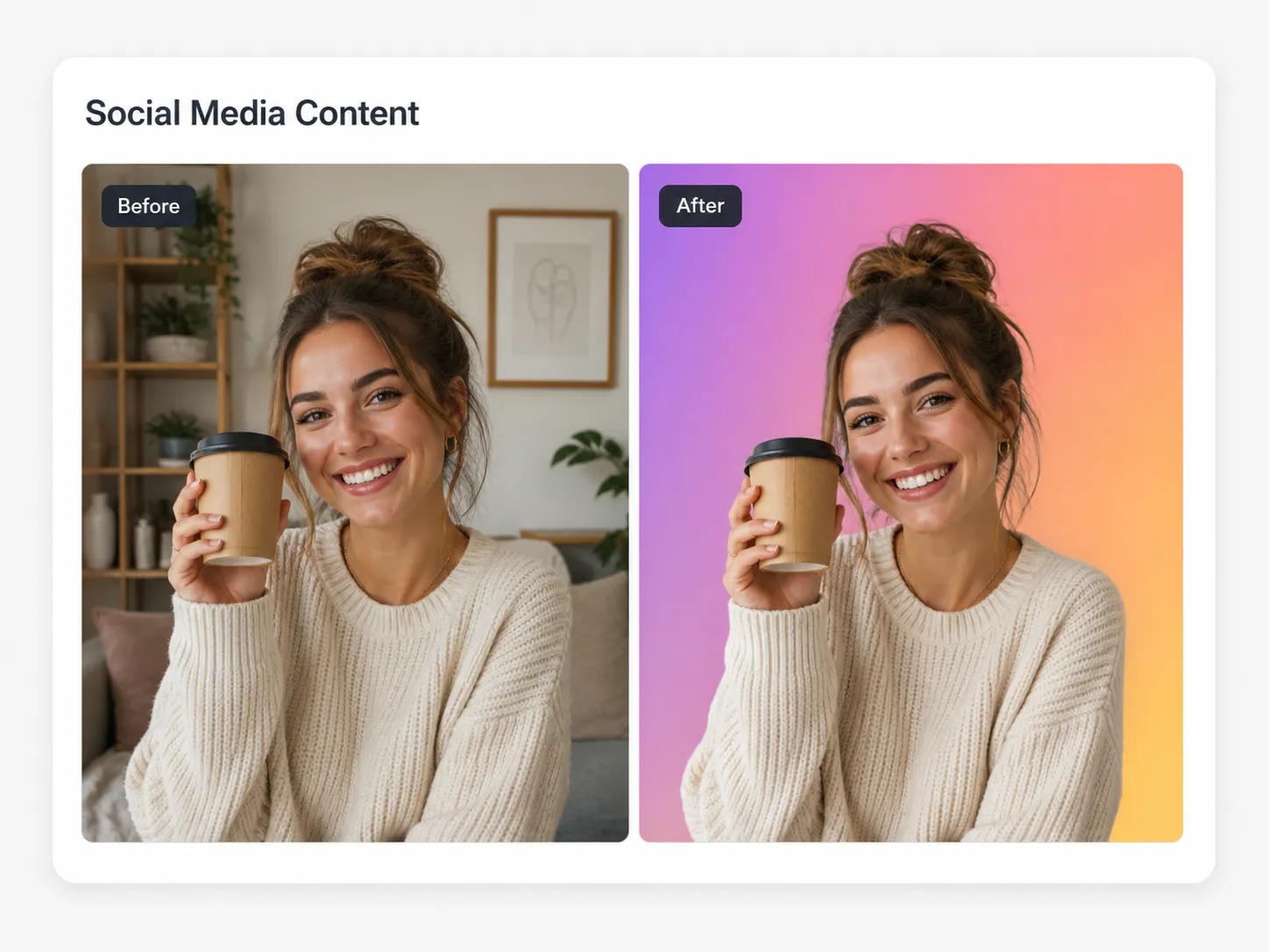 Social media image background remover before and after example